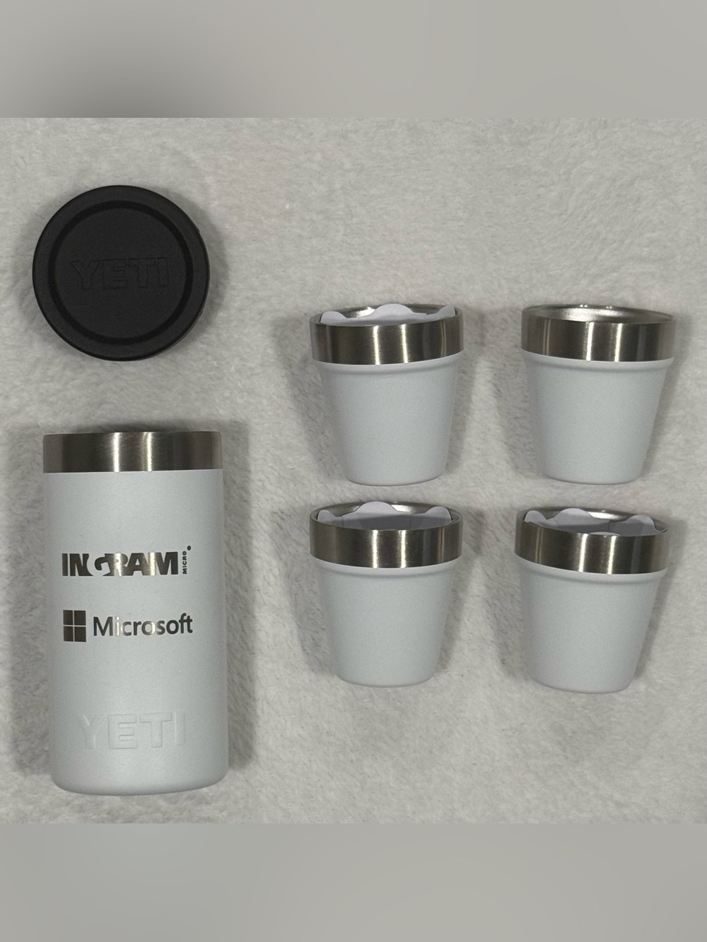 YETI Shot Glasses Set of 4 w/ Case White Microsoft Ingram Micro NEW Open Box